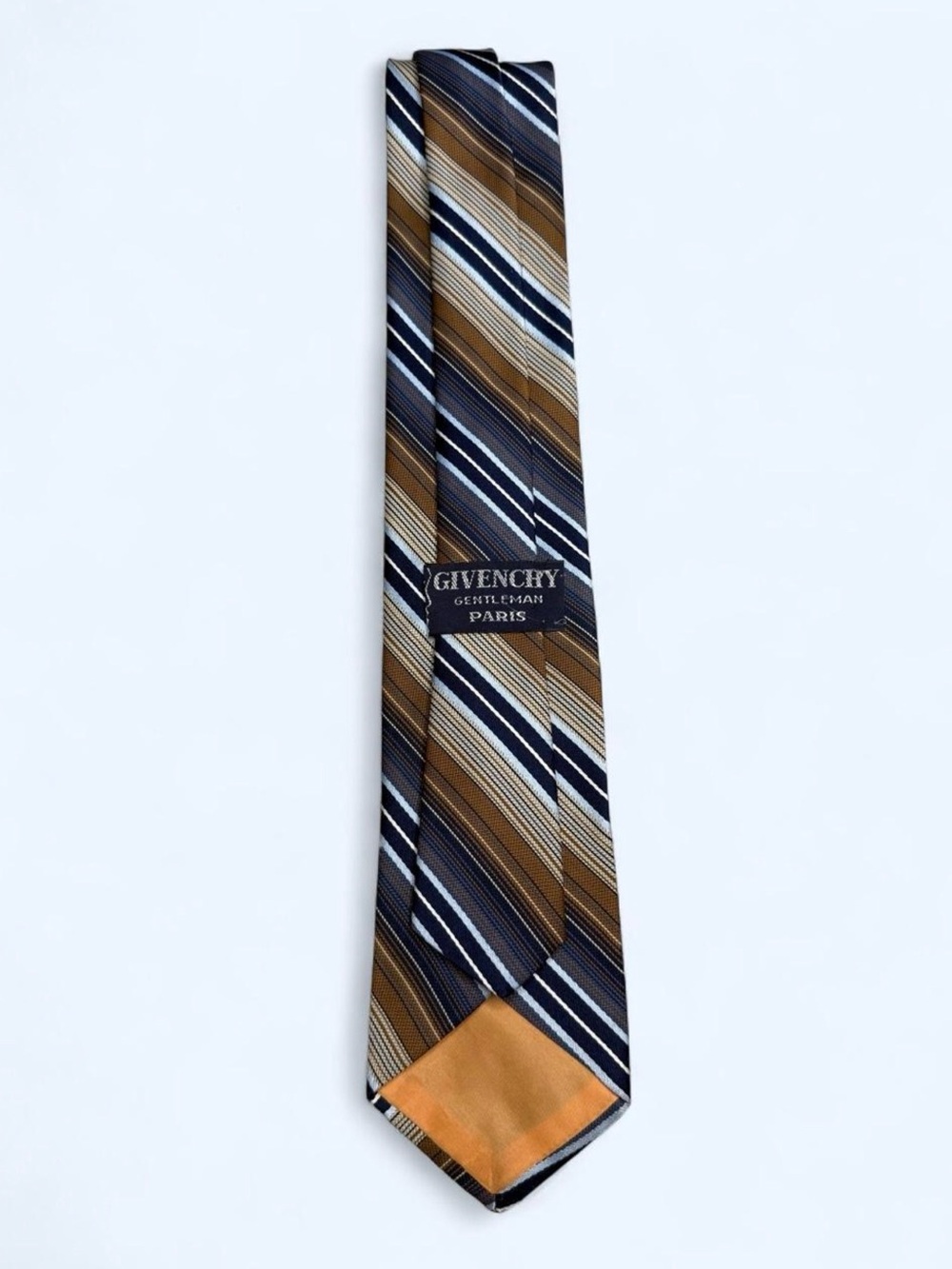Givenchy Vintage Striped Silk Tie in Brown, Navy and Cream